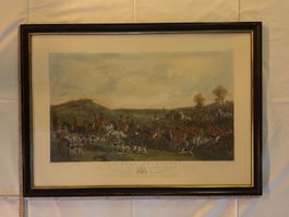 Jagd-Lithographie, gerahmt