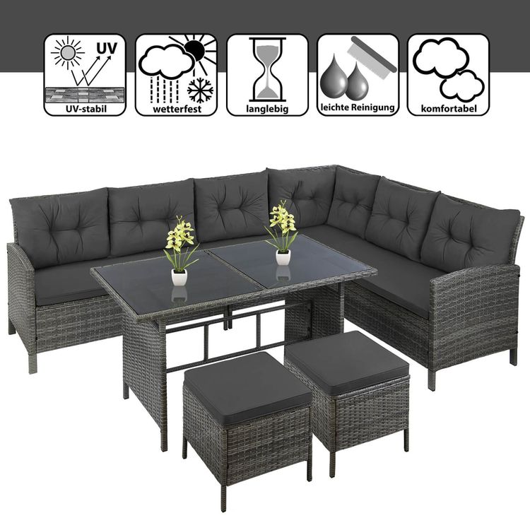 Tischset: Rattan Sitzgruppe Gartenlounge MALI - Grau/Rot – Neu und originalverpackt aus Wallenwil von toesstal-vertrieb 5