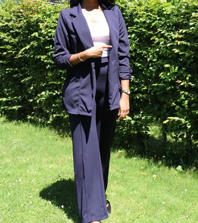 Fashion Nova Hosenanzug Gr. S Marineblau Blazer Hose elegant