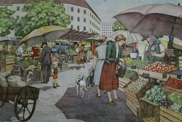 Schulwandbild "Obst- und Gemüsemarkt"