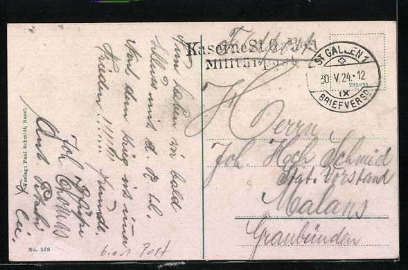 Cartoline postali: AK St. Gallen, Die Post mit Strassenbahn – Usato da Berlin venduto da bartko-reher 1