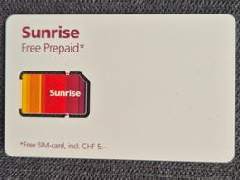 Sunrise Free Prepaid SIM-Karte ungebraucht