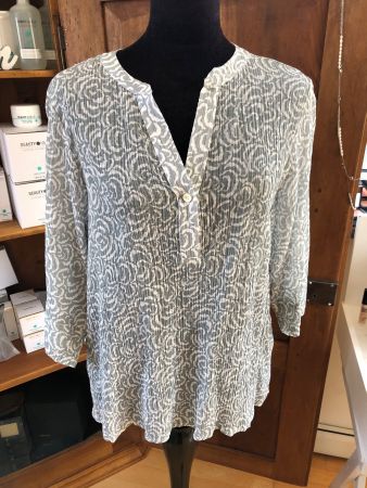 Damen Bluse grau weiss gemustert, guter Zustand