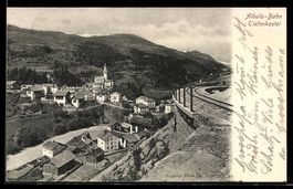 AK Tiefenkastel /Albula-Bahn, Ortsansicht aus der Vogelschau