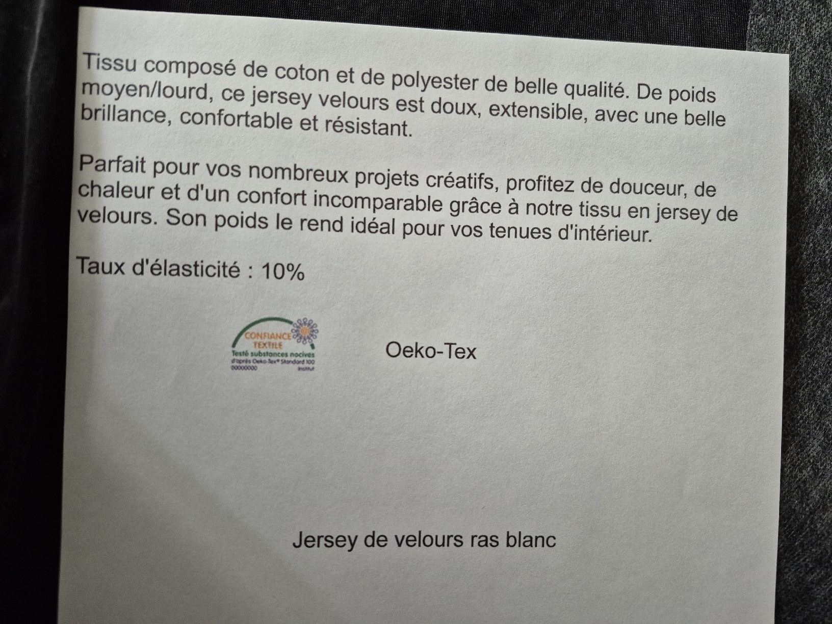Tessuti: tissue jersey de velours ras blanc – Nuovo e nell'imballaggio originale da Obermumpf venduto da Dadacaramel 2