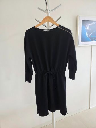 Gerard Darel Aurélie Zip-Sleeve Black Dress, Size 38