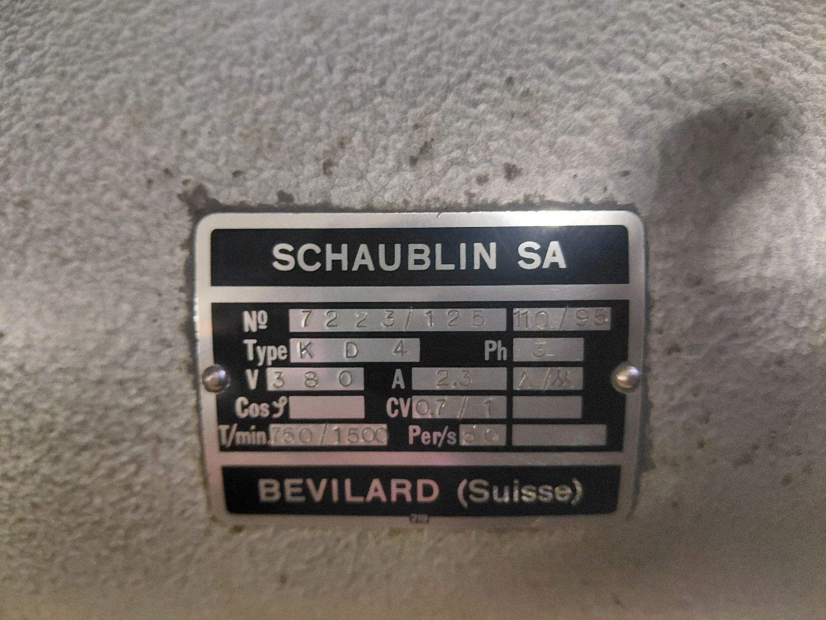 Schaublin Altro per industria metallurgica: Schaublin 102 2 Gang Antriebsmotor – Usato da Schüpfen venduto da Marathon013 6