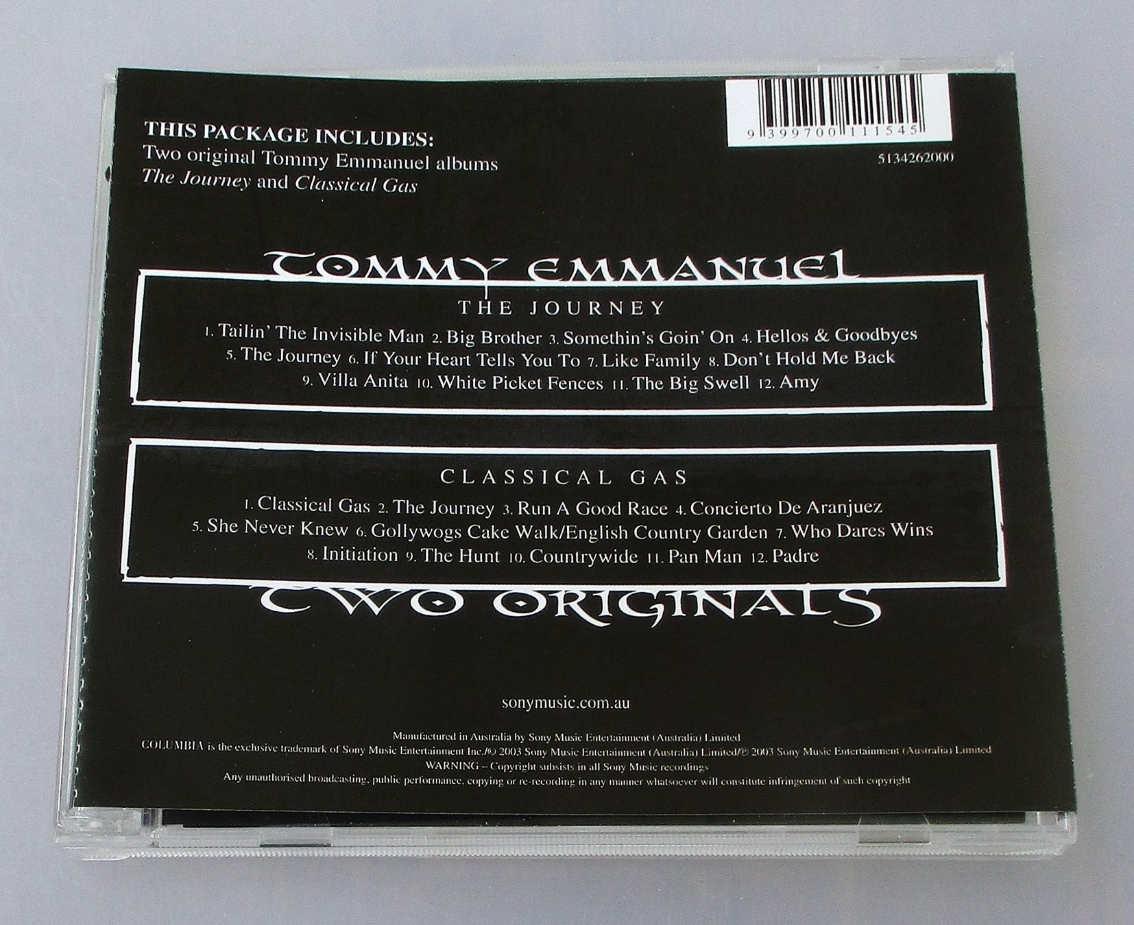 CD: TOMMY EMMANUEL - Two Originals 2-CD – Usato da Wattwil venduto da Muriel11 1