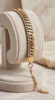 Bracciale dorato a catena con strass, nuovo, stainless steel