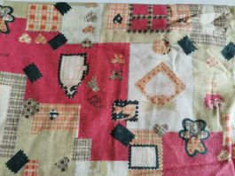 Flanellstoff Baumwolle Rot/Beige - mit Bären und Härzchen