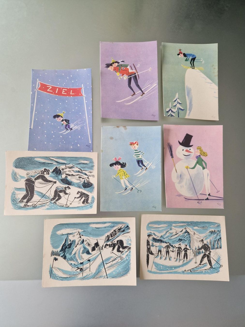 Ansichtskarten: Vintage Ski Postkarten Skiverband – Gebraucht aus Büetigen von philat
