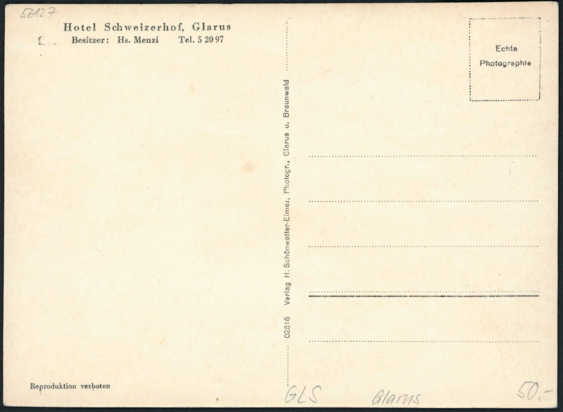 Cartes postales: GLS Glarus – Neuf (Voir description) à Schindellegi par leecollect 1