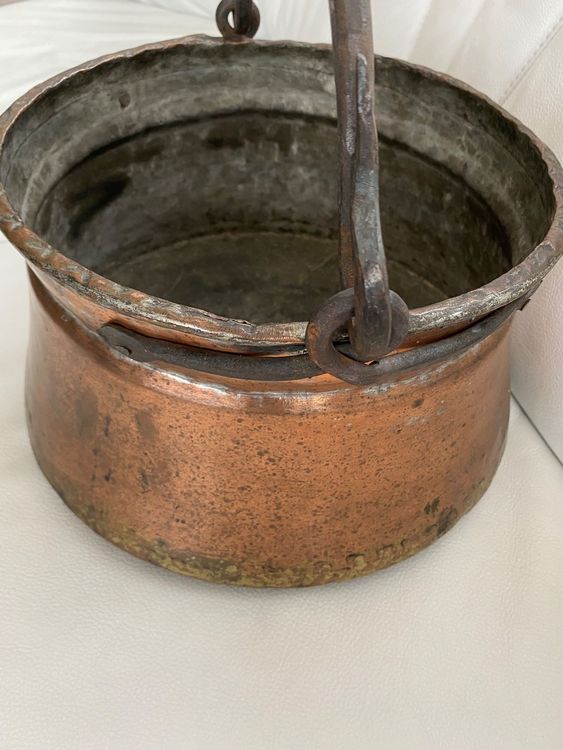 Dr. Richter Kupferkessel 10 Liter - Blanker Kupferkessel Mit Schmiedeeisen-Henkel