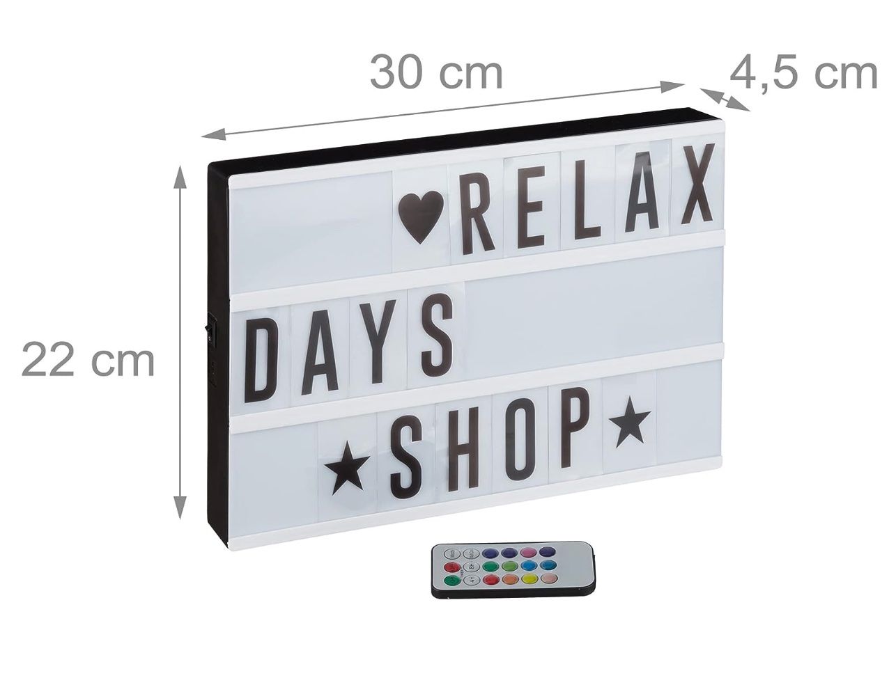 Lampen: Leuchtkasten, weiß Lightbox mit Farbwechsel, 85 Buchstaben – Neu und originalverpackt aus Bülach von StoreInShop.com