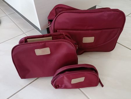 Kosmetiktaschen 3er Set, Weinrot