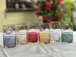 6 edle Bohemia Gläser mit Golddekor