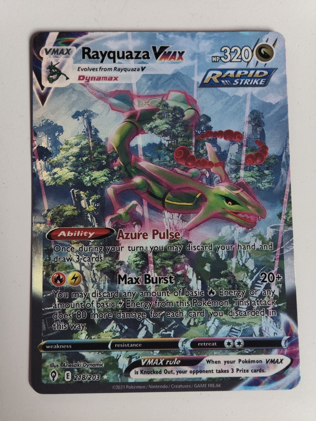 Pokémon Carte collezionabili: Rayquaza VMAX 218/203 – Usato da Dübendorf venduto da Johannes1993