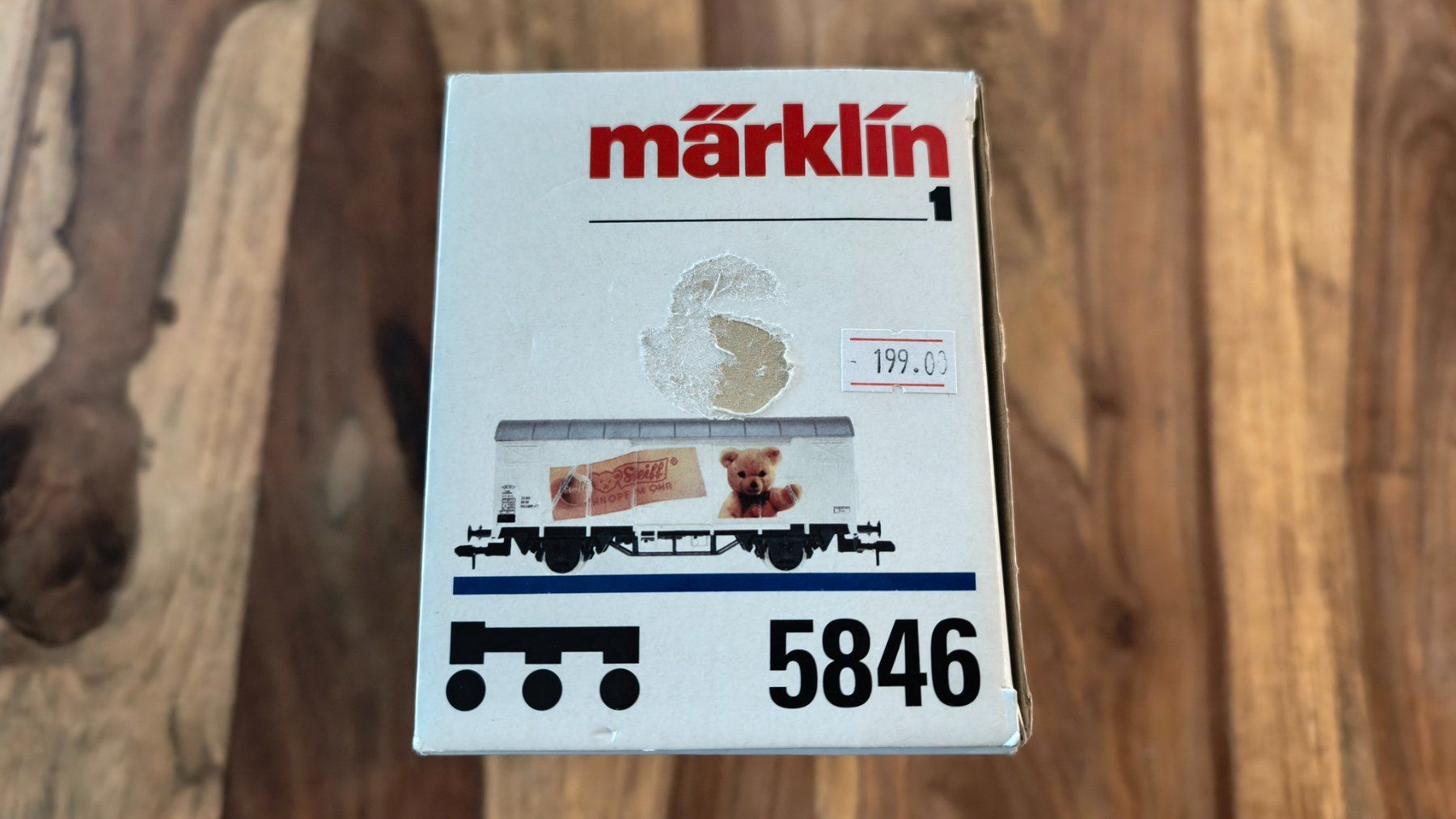 Märklin Modellini di ferrovie: Märklin 5846 Gedeckter Güterwagen Steiff – Usato da Fischbach LU venduto da Winnibaer 1
