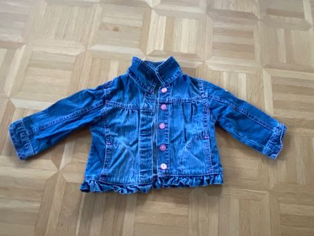 Kinder Jeansjacke blau mit Rüschen Gr. 74