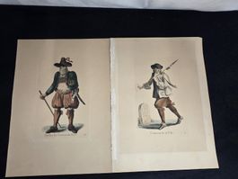 Antike Stiche, Trachten Basel & Courreur de la Ville.