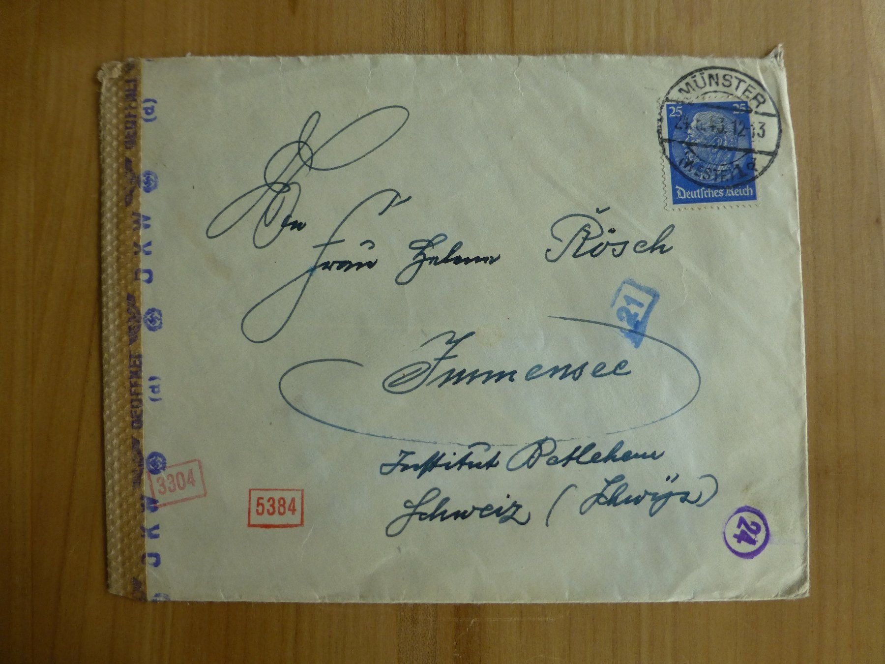 Tutti i francobolli: Münster Deutschland Zensurbrief nach Immensee 1943 – Usato da Bettlach venduto da 1saurer