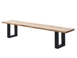 Sitzbank PALAIS Wildeiche massiv 200 x 40 cm U Füsse schwarz