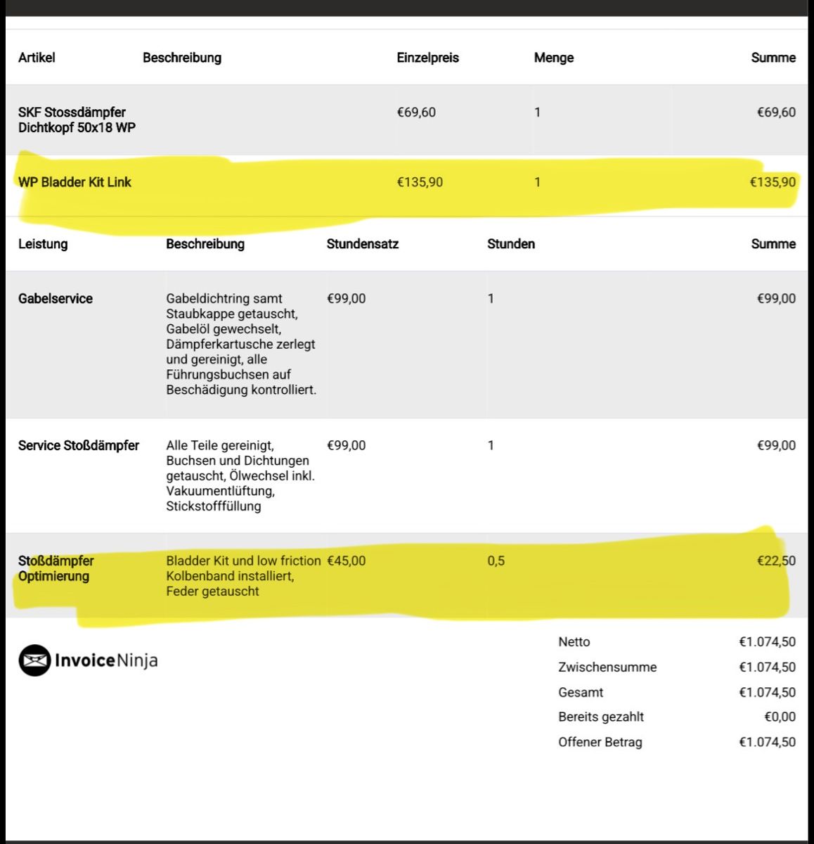 Tutti i ricambio per moto: WP Xact Dämpfer (Bladder Kit umbau) – Usato da Rheineck venduto da jon_q56n 7
