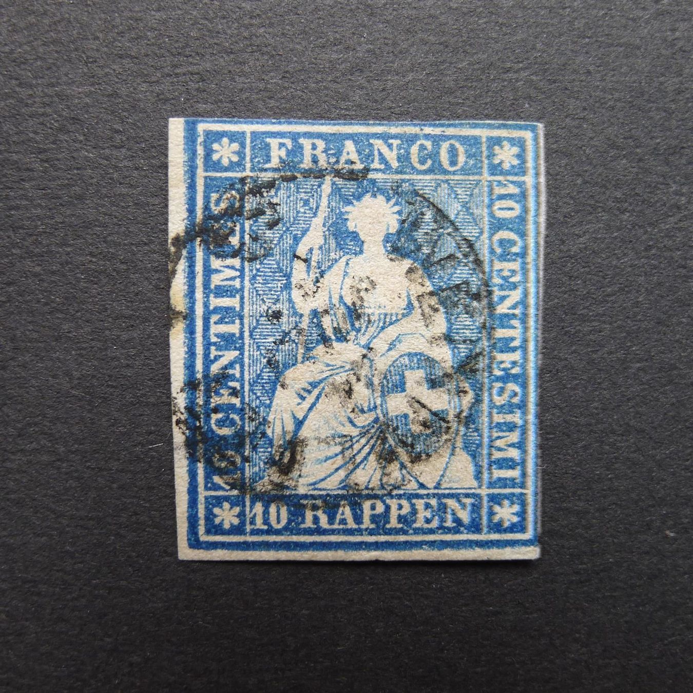 Tutti i francobolli: 1857 Strubel Nr. 23B4 Eckrand Stück – Usato da Dagmersellen venduto da wyss1982