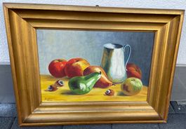 G.Büttner, Basel, Öl, 1934 Weinkanne mit Früchten, Unikat