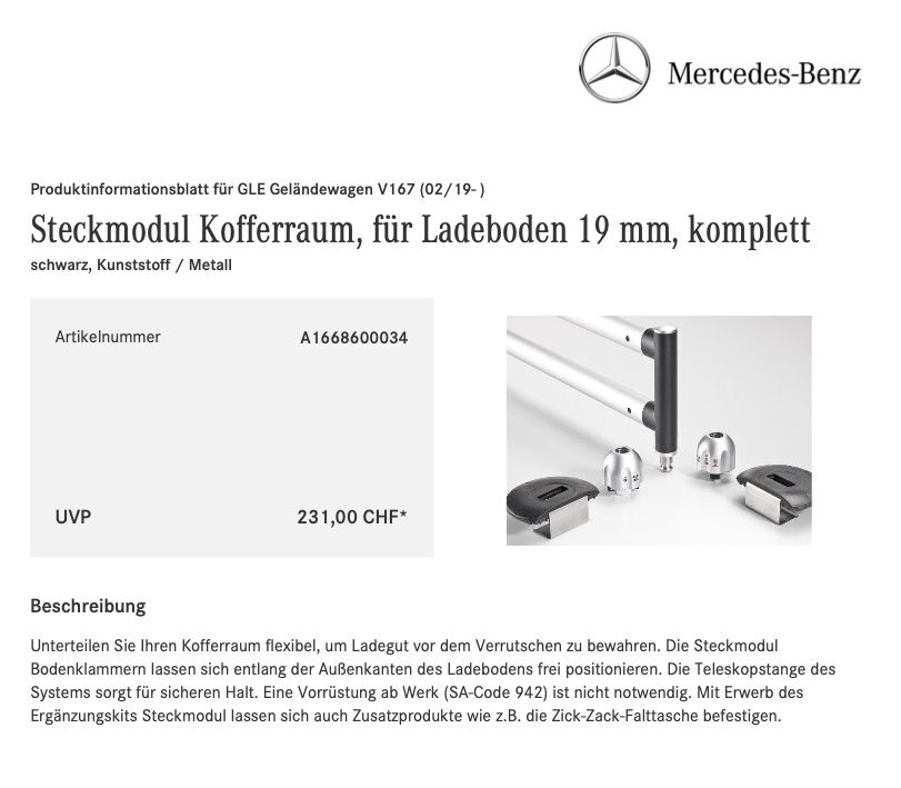 Mercedes Benz Steckmodul Kofferraum/Ladeboden