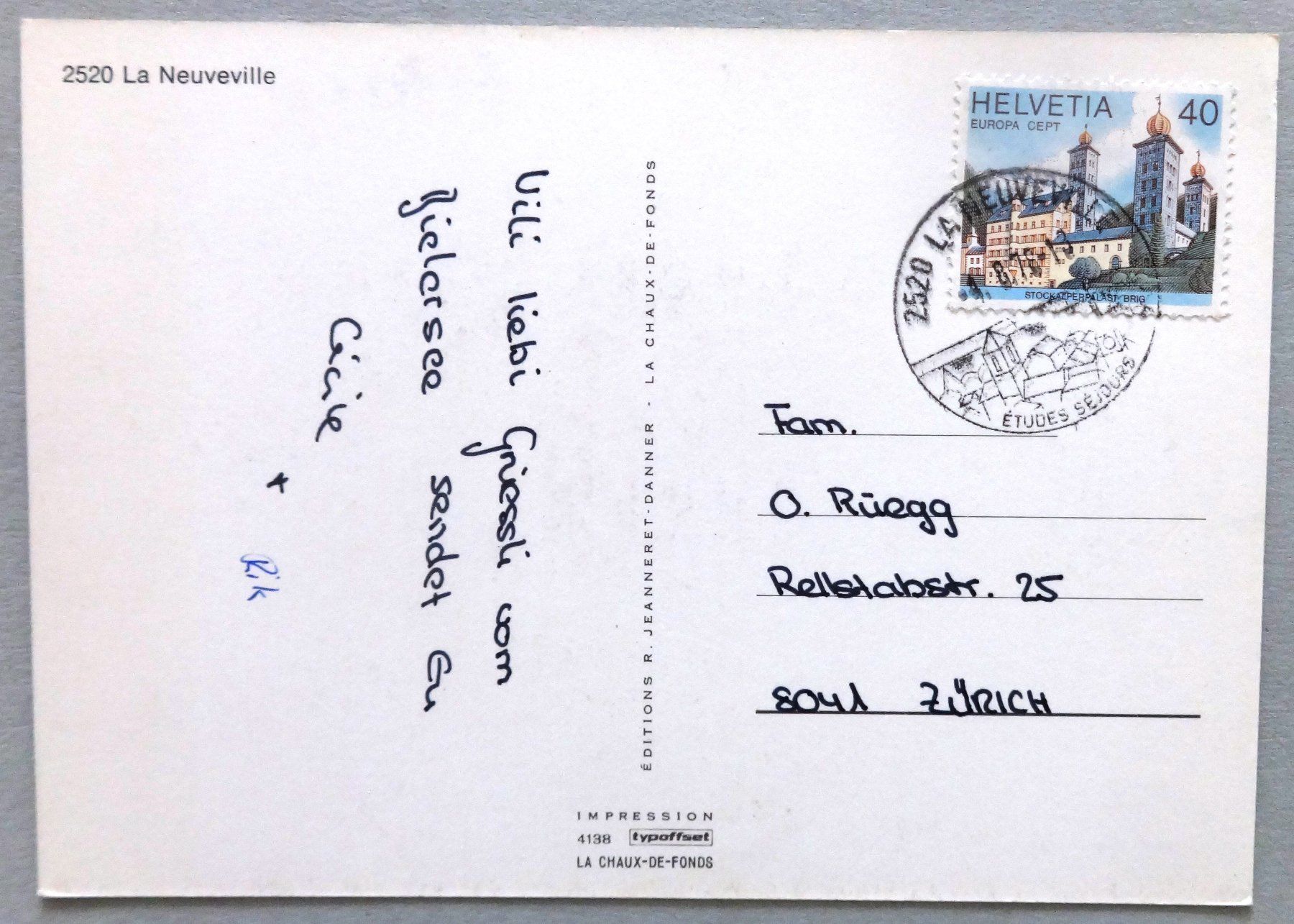 Cartoline postali: La Neuveville – Usato da Fétigny venduto da Billy2miny 1