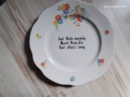 Langenthal Porzellan Teller 1943 Text: Jsch Visite umewäg