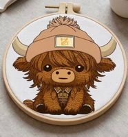 DIY-Stickerei-Set-Hochlandkuh-Geschenk-Dekoration-Sticken