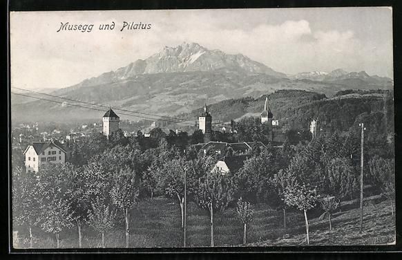 Cartoline postali: AK Luzern, Musegg, Panorama mit Pilatus – Usato da Berlin venduto da bartko-reher