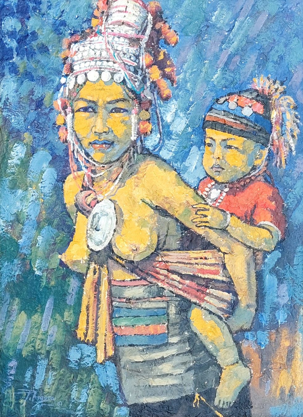 Tableaux: Laos - tableau signé (2001) – D'occasion à Montmelon par canelle-12