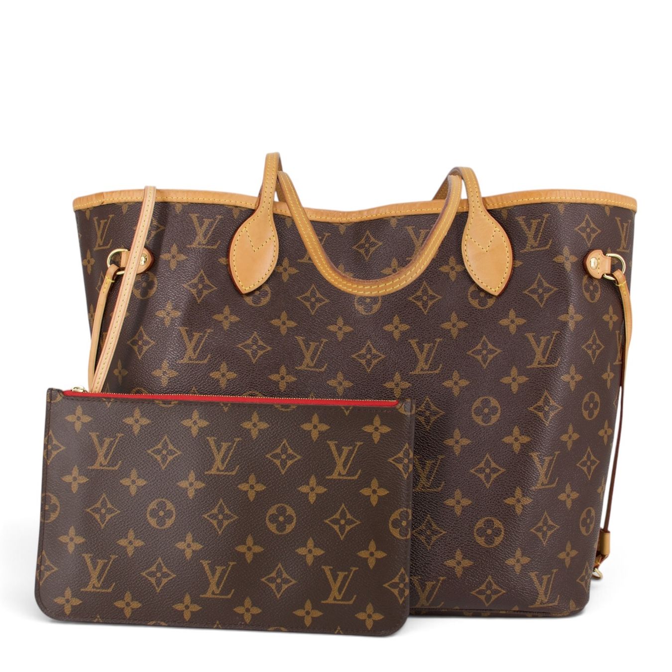 Louis Vuitton Borse da donna: Louis Vuitton Neverfull MM + Pochette Monogram Cerise – Usato da Binningen venduto da Designerlabels
