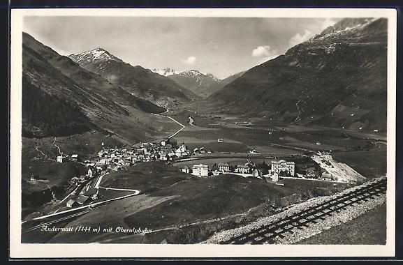 Ansichtskarten: AK Andermatt, Panorama mit Oberalpbahn – Gebraucht aus Berlin von bartko-reher