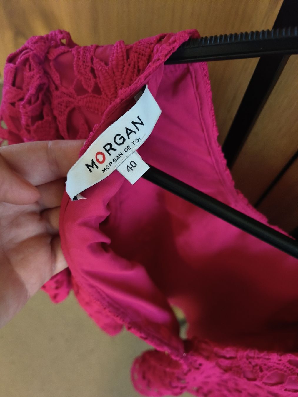Morgan Camicette: Pinke Spitzenbluse mit Puffärmeln - toller Eyecatcher – Nuovo (secondo la descrizione) da Arbon venduto da sch_q2pz 2