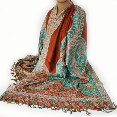 Damenschal Schal Viskose Paisley Pashmina 200x70 Türkis 504