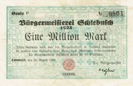 Schlebusch 1 Mil.Mark Serie F 15.08.1923 VZ+-VZ++
