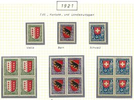 1921, PJ SATZ (J 18-20), VIERERBLÖCKE, 2 x **, 2 OBEN x FALZ