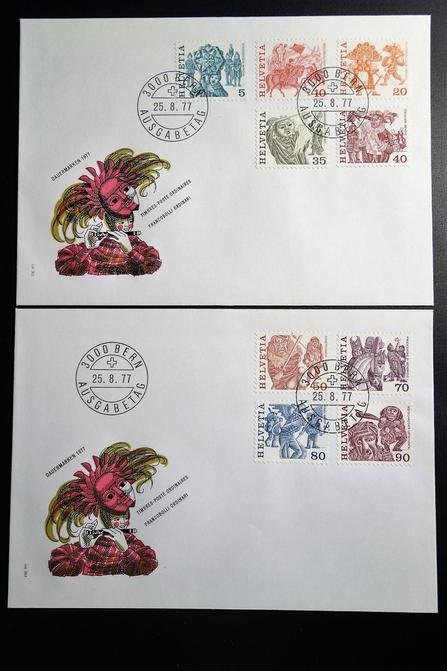Alle Briefmarken: 1977 2 FDC Volksbräuche I – Gebraucht aus Mettmenstetten von Sutasso