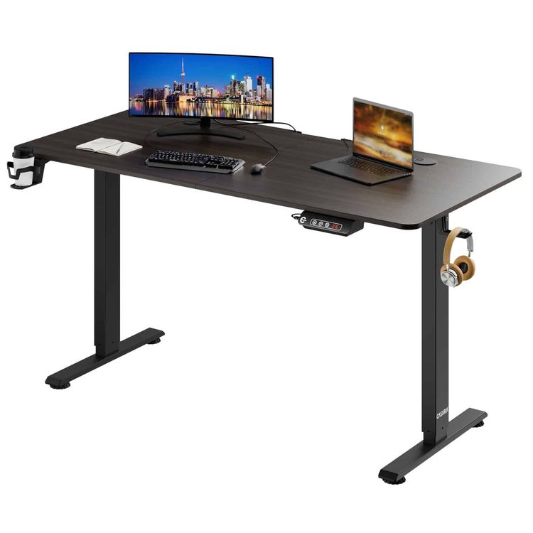 Höhenverstellbarer Bürotisch Braun 2