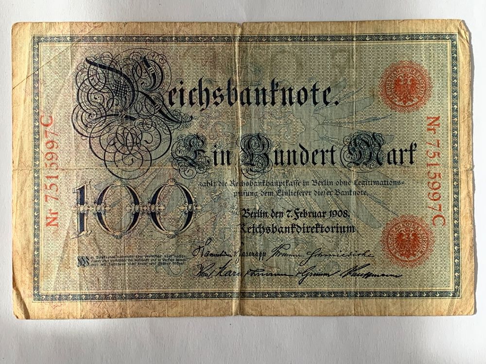 reichsbanknote-100-reichsmark-7-februar-1908-preisvorschlag-gebraucht