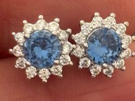 Luxus Elegante Ohrschmuck Zirkonia Farbe Silber/Blau