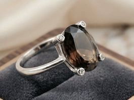 Zeitloser Silber925  Rauchquarz Ring - Neu