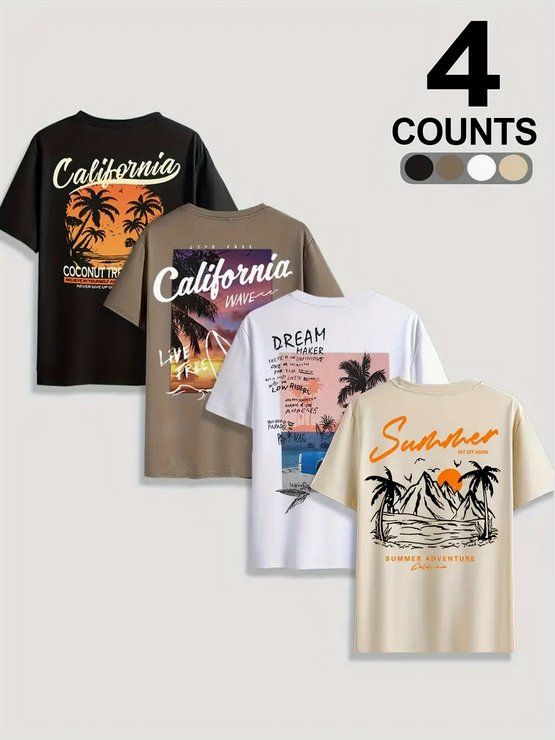 T-Shirts: 4er Set T-Shirts mit Druck Grösse M – Neu und originalverpackt aus Oensingen von Liquidations-Shop 1