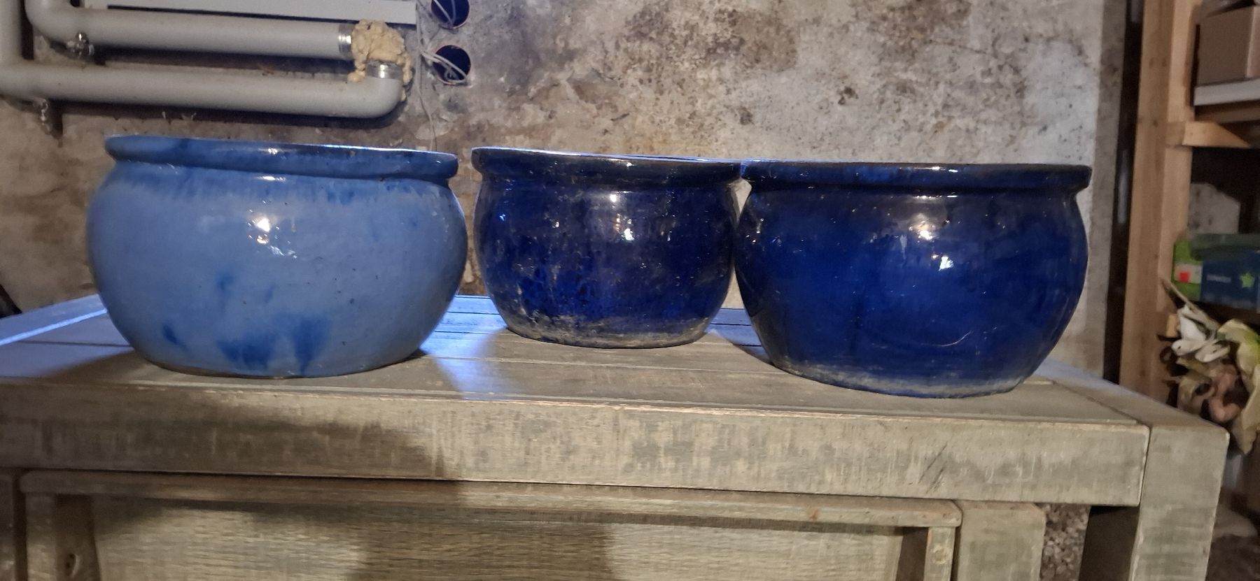 Vasi per fiori: Blauer Blumentopf Pflanzentopf ca. 22cm  3 Stück – Usato da Wichtrach venduto da Sunneblueme7