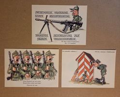 3 Stk. AK Ansichtskarte Naef Militär Humor Karten