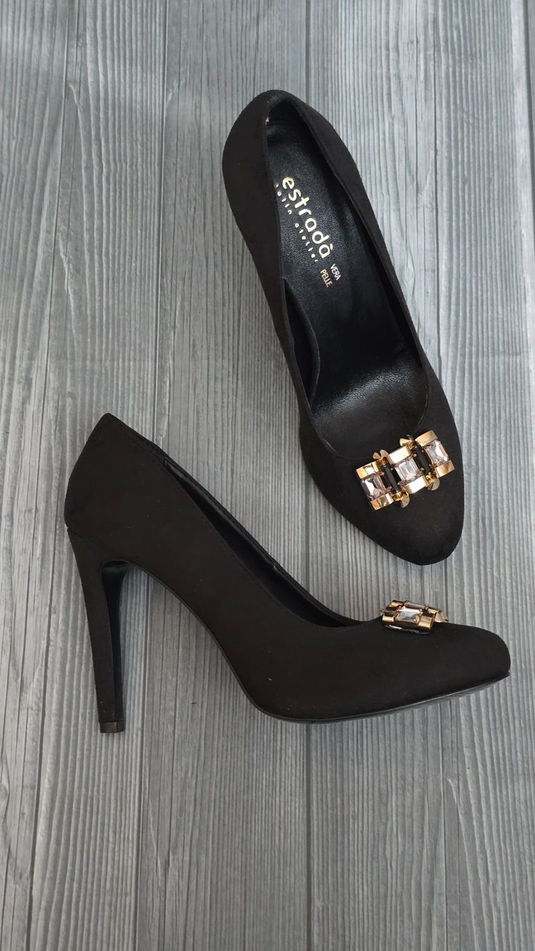 Damenschuhe: Estrada Pumps - 38 - Schwarz mit Schmuckbrosche – Gebraucht aus Thalwil von VitaMini 2